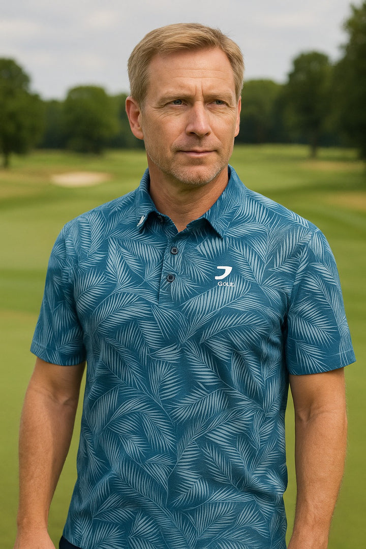 Blue Golf Polo with Multi Colour Flecks
