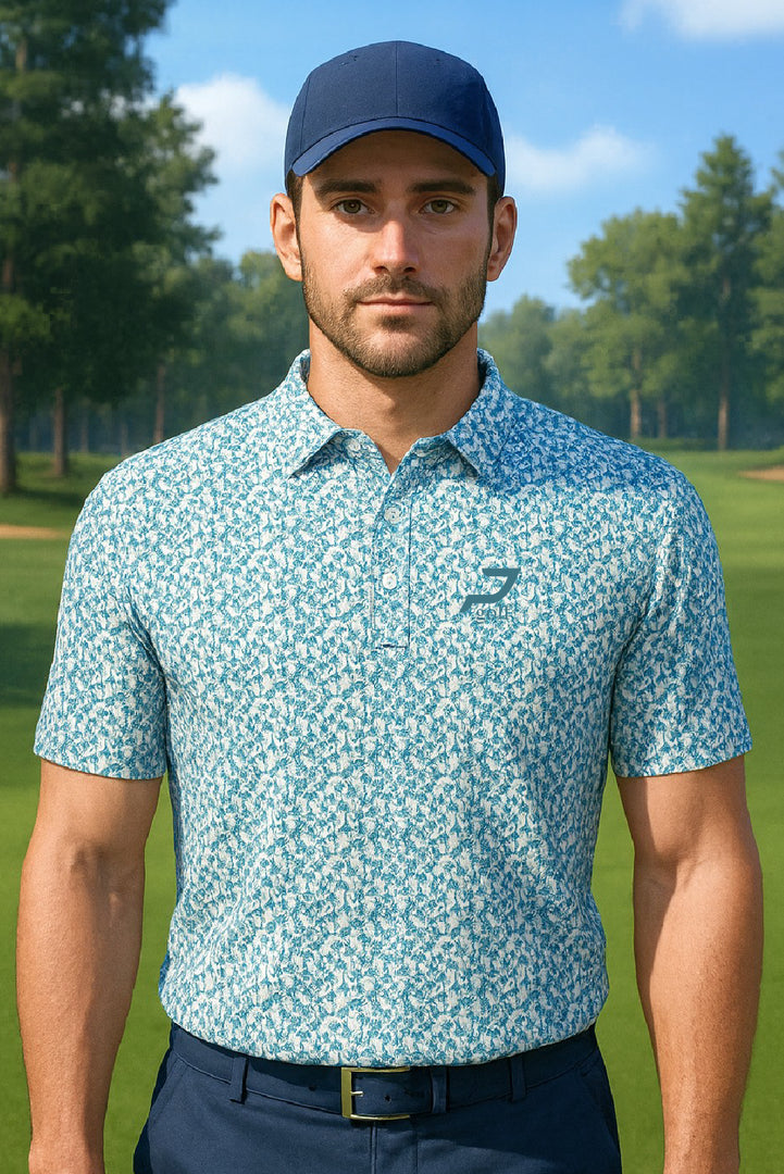 Green Golf Polo with Multi Colour Flecks