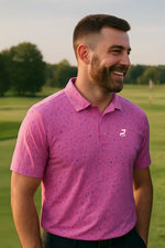 Load image into Gallery viewer, Pink Golf Polo with Multi Colour Flecks
